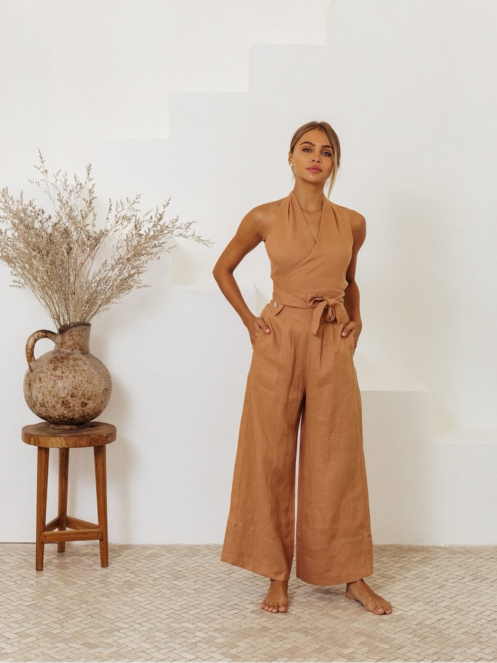 FREE THE LABEL Monaco Linen Pant in Tuscan Hue
